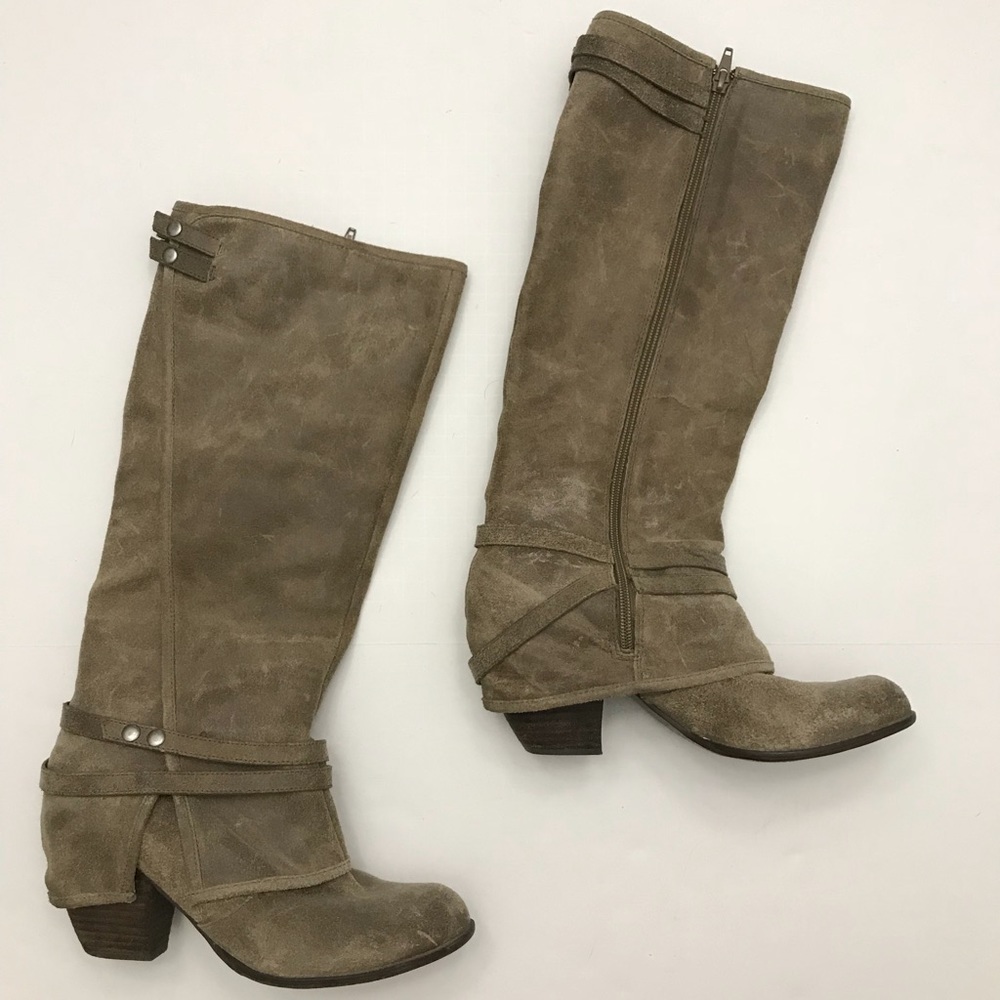 Fergie western leather boots with straps size 8.5